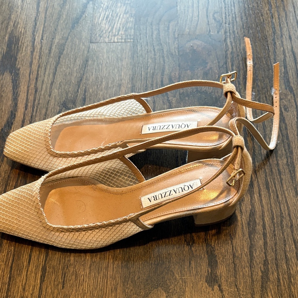 Aquazzura Tan Mesh Heels